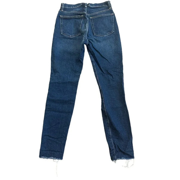 We The Free Free People Dark Wash Jeans Distressed Raw Chewed Hem Size 27 - Picture 6 of 12